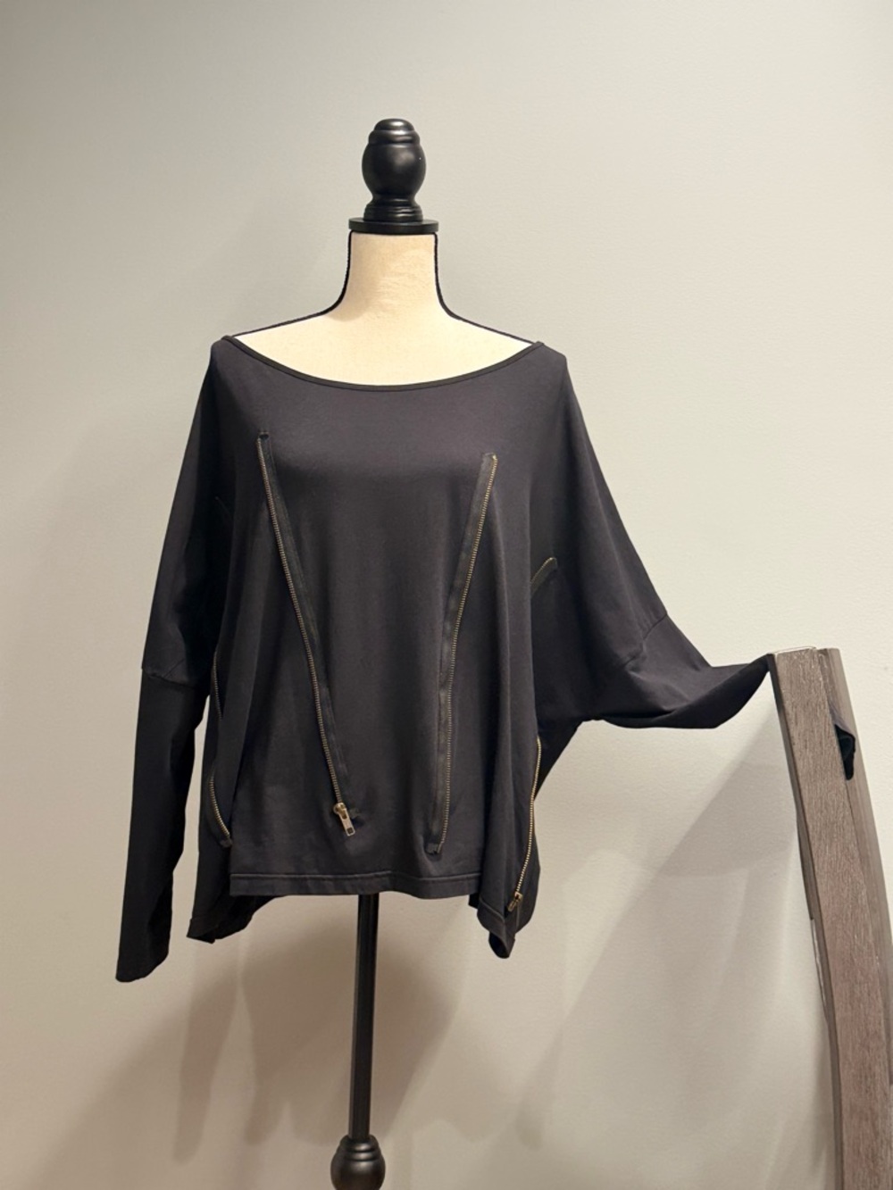 IVAN GRUNDAHL Black Draped Top | Transformable Zipper Design / Avant-Garde  M/L